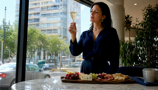 Sommelier examining sparkling wine in restaurant