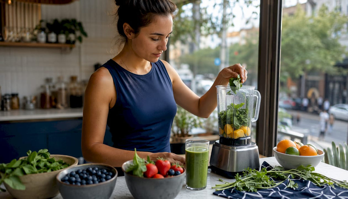 Person preparing phytonutrient beverage at home