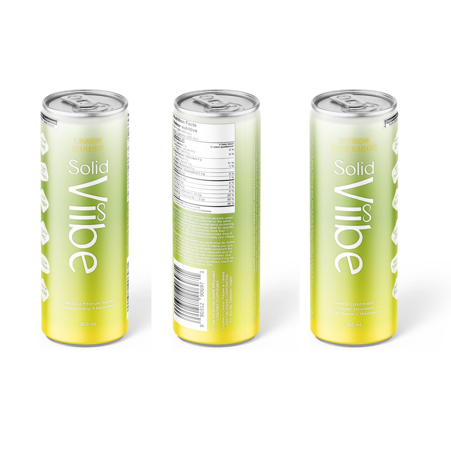 Solidviibe Functional Wellness Tonic 15 calories/can (Lemon ginger)