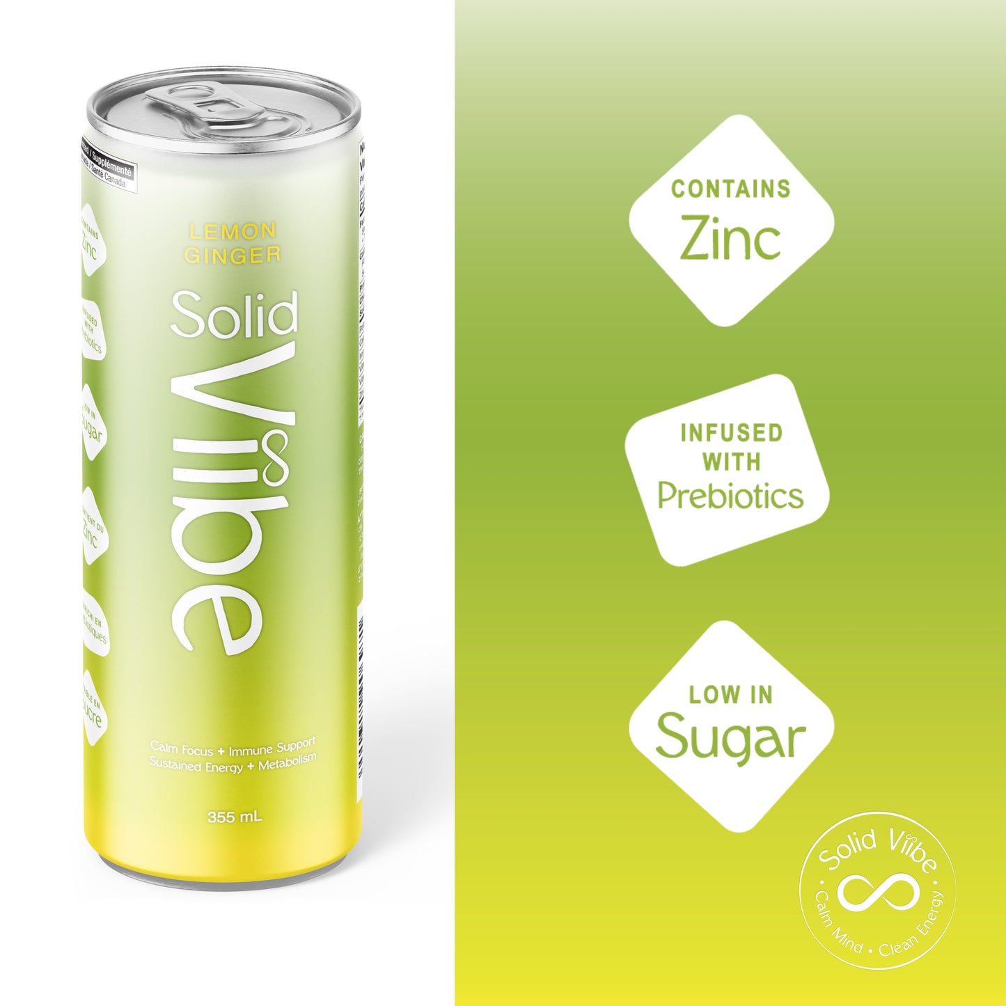 Solidviibe Functional Wellness Tonic 15 calories/can (Lemon ginger)