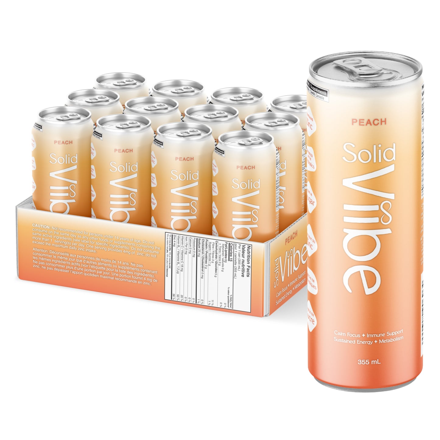 Solidviibe Functional Wellness Tonic 15 calories/can (Peach)