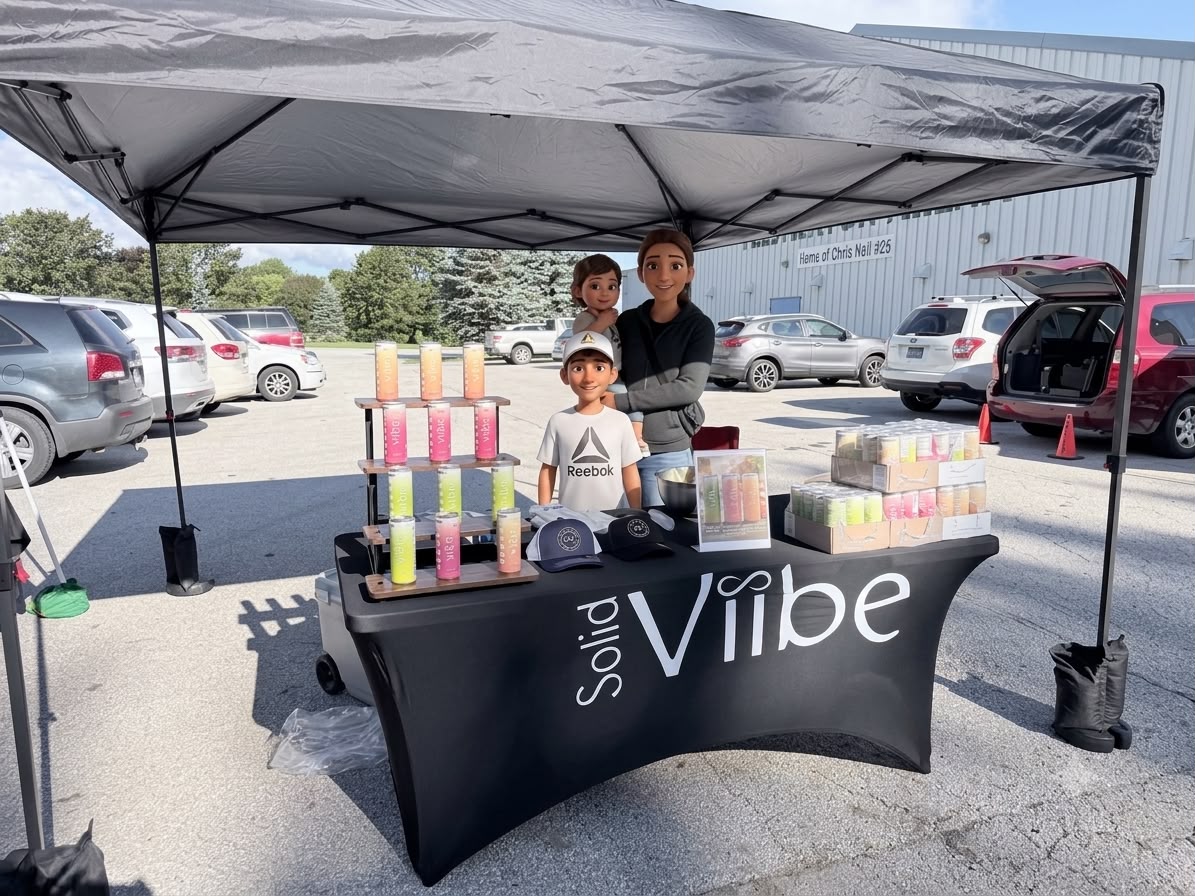The Solid Viibe family behind their stall at a local market
